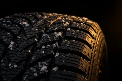 Close-up of a winter tire tread